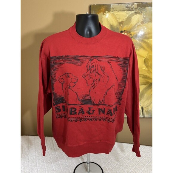 Vintage 90s The Lion King USA Made Simba, Lala Graphic Red Sweatshirt Men’s L - Picture 1 of 16